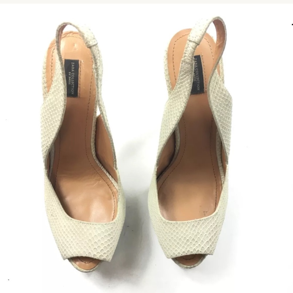 Zara Collection Cream Peep Toe Heels Sz 6